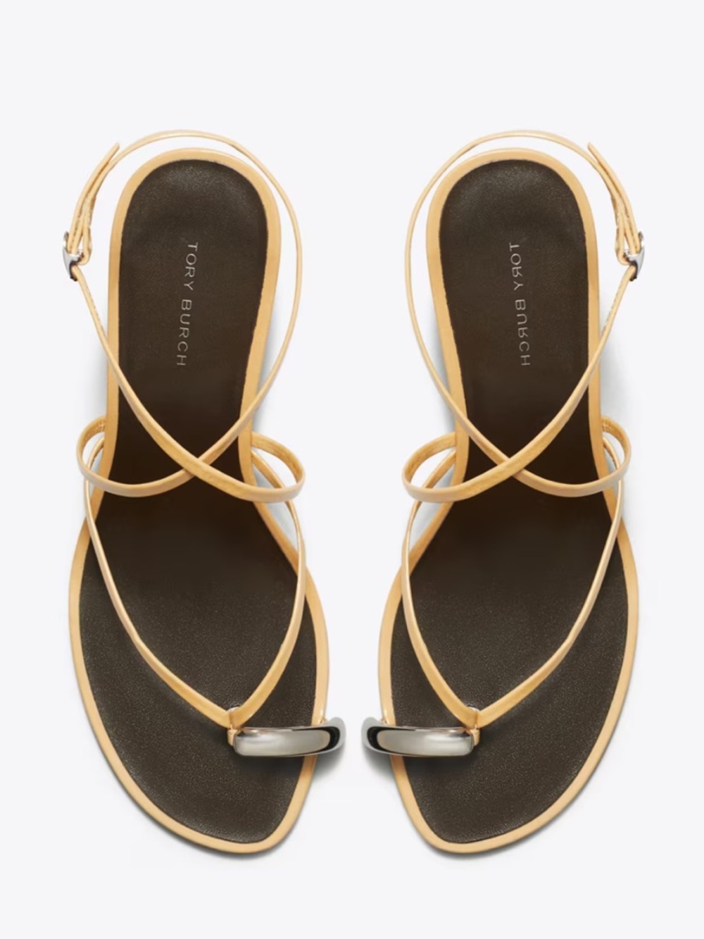 Tory Burch Tan Leather Strappy Toe-Ring Sandals